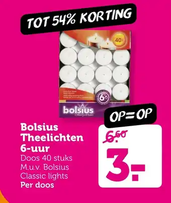 Coop Bolsius Theelichten 6 uur aanbieding