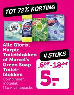 Coop Alle Glorix, Harpic Toiletblokken of Marcel's Green Soap  Toilet blokken aanbieding