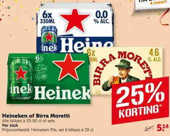 Coop Heineken of Birra Moretti aanbieding