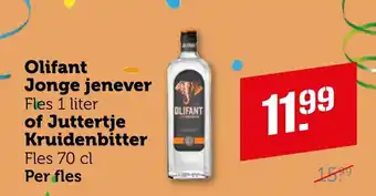 Coop Olifant Jonge jenever of Juttertje Kruidenbitter aanbieding