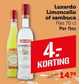 Coop Luxardo Limoncello of sambuca aanbieding