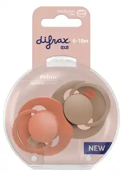 De Online Drogist Difrax LOVI Prime Pacifier 6-18 Months - Granola/Orange aanbieding