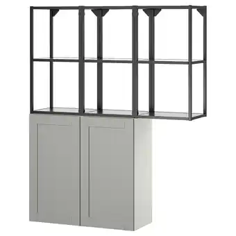 IKEA Enhet Opbergcombinatie, antraciet/grijs frame, 120x32x150 cm aanbieding