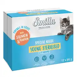 Zooplus 24x85g Smilla Verse Zakjes Young Sterilised Hapjes in Saus Zalm en Pompoen met Groenten aanbieding