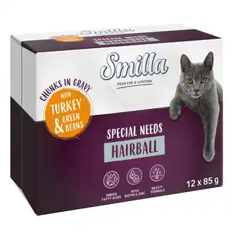 Zooplus 24x85g Smilla verse zakjes Adult Hairball Hapjes in Saus Kalkoen en Sperziebonen met Groenten aanbieding