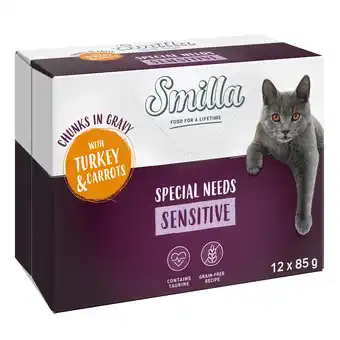 Zooplus 24x85g Smilla Verse Zakjes Adult Sensitive Hapjes in Saus Kalkoen en Wortelen met Groenten aanbieding