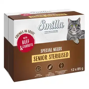 Zooplus 24x85g Smilla verse zakjes Senior Sterilised Hapjes in Saus Rundvlees en Wortelen met Groenten aanbieding