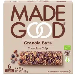 Holland & Barrett MadeGood Granola Bars Chocolate Chip - 6 x 24g aanbieding