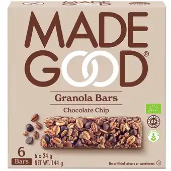 Holland & Barrett MadeGood Granola Bars Chocolate Chip - 6 x 24g aanbieding