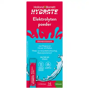 Holland & Barrett Holland & Barrett Hydrate Elektrolytenpoeder Framboossmaak - 14 sticks aanbieding