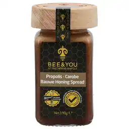 Holland & Barrett BEE&YOU Propolis Carobe Rauwe Honing Spread - 190g aanbieding