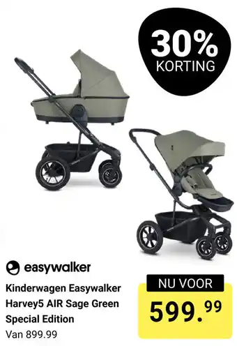 Van Asten BabySuperstore Kinderwagen Easywalker Harvey5 AIR Sage Green aanbieding