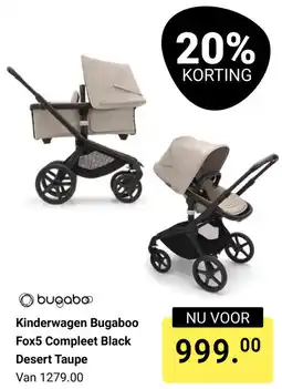 Van Asten BabySuperstore Kinderwagen Bugaboo Fox5 Compleet Black Desert Taupe aanbieding