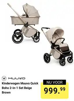 Van Asten BabySuperstore Kinderwagen Muuvo Quick Boho 2 in 1 Set Beige Brown aanbieding