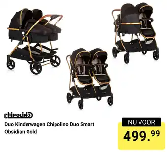 Van Asten BabySuperstore Duo Kinderwagen Chipolino Duo Smart Obsidian Gold aanbieding