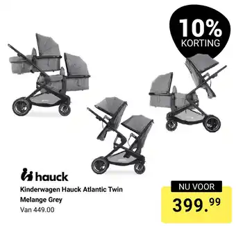 Van Asten BabySuperstore Kinderwagen Hauck Atlantic Twin Melange Grey aanbieding