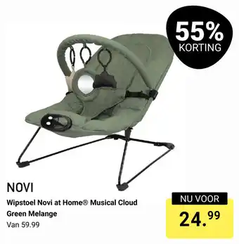 Van Asten BabySuperstore Wipstoel Novi at Home Musical Cloud Green Melange aanbieding