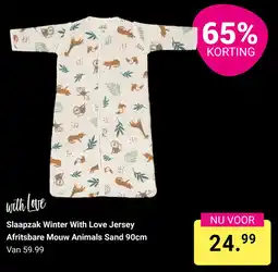 Van Asten BabySuperstore Slaapzak Winter With Love Jersey Afritsbare Mouw Animals Sand aanbieding