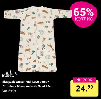 Van Asten BabySuperstore Slaapzak Winter With Love Jersey Afritsbare Mouw Animals Sand aanbieding