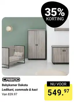 Van Asten BabySuperstore Babykamer Dakota Ledikant, commode & kast aanbieding