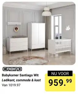 Van Asten BabySuperstore Babykamer Santiago Wit Ledikant, commode & kast aanbieding