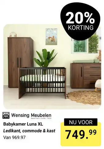 Van Asten BabySuperstore Babykamer Luna XL Ledikant, commode & kast aanbieding