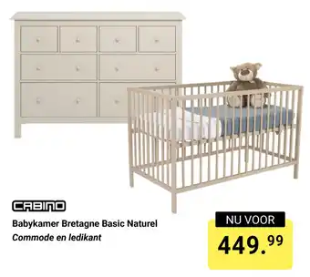 Van Asten BabySuperstore Cabino Babykamer Bretagne Basic Naturel Commode en ledikant aanbieding