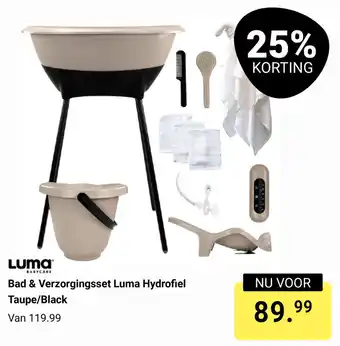 Van Asten BabySuperstore Bad & Verzorgingsset Luma Hydrofiel Taupe, Black aanbieding