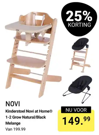 Van Asten BabySuperstore Kinderstoel Novi at Home 1-2 Grow Natural, Black Melange aanbieding