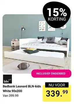 Van Asten BabySuperstore Bedbank Leonard BLN kids White 90 x 200 aanbieding