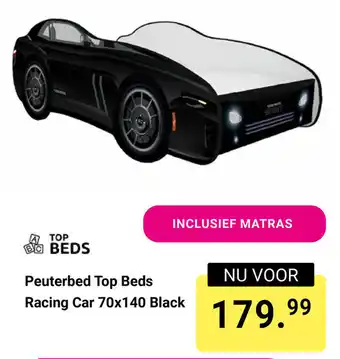 Van Asten BabySuperstore Peuterbed Top Beds Racing Car 70 x 140 Black aanbieding