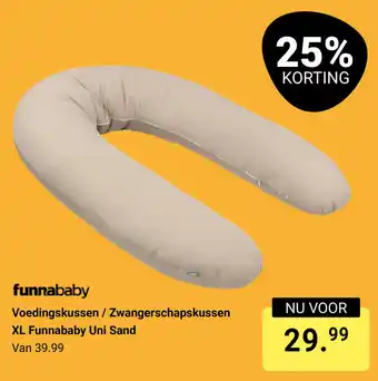 Van Asten BabySuperstore Voedingskussen, Zwangerschapskussen XL Funnababy Uni Sand aanbieding