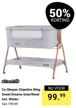 Van Asten BabySuperstore Co-Sleeper Chipolino Wieg Sweet Dreams Grey, Wood aanbieding