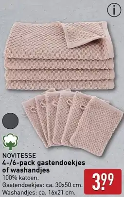 ALDI Novitesse 4/6 pack gastendoekjes of washandjes aanbieding