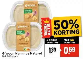 Vomar Voordeelmarkt G'woon Hummus Naturel aanbieding