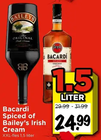 Vomar Voordeelmarkt Bacardi Spiced of Bailey's Irish Cream aanbieding