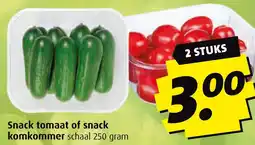 Boni Snack tomaat of snack komkommer schaal 250 gram aanbieding