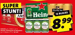 Boni Grolsch pak 6 blikken à 33 cl Amstel, Hertog Jan of Heineken aanbieding