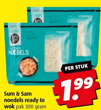 Boni Sum & Sam noedels ready to wok pak 300 gram aanbieding