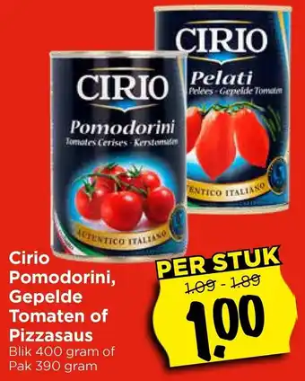 Vomar Voordeelmarkt Cirio Pomodorini, Gepelde Tomaten of Pizzasaus aanbieding