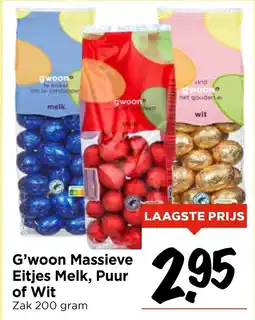 Vomar Voordeelmarkt G'woon Massieve Eitjes Melk, Puur of Wit aanbieding