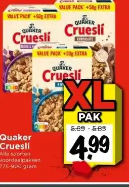 Vomar Voordeelmarkt Quaker Cruesli Alle soorten voordeelpakken 775-900 gram aanbieding