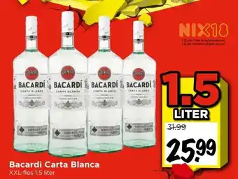 Vomar Voordeelmarkt Bacardi Carta Blanca XXL-fles 1,5 liter aanbieding