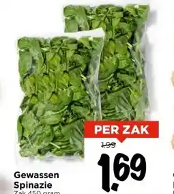 Vomar Voordeelmarkt Gewassen Spinazie Zak 450 gram aanbieding