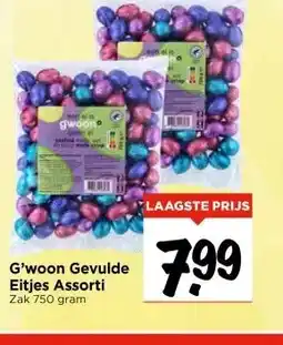 Vomar Voordeelmarkt G'woon Gevulde Eitjes Assorti Zak 750 gram aanbieding