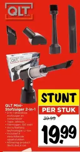 Vomar Voordeelmarkt QLT Mini- Stofzuiger 2-in-1 •2-in-1 draadloze stofzuiger en aanbieding