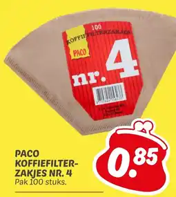 Dekamarkt Paco koffiefilter zakjes nr. 4 aanbieding