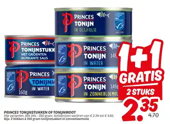 Dekamarkt Princes tonijnstukken of tonijnmoot aanbieding