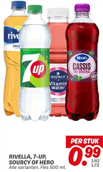 Dekamarkt Rivella, 7-up, sourcy of hero aanbieding