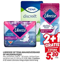 Dekamarkt Libresse of tena maandverband of inlegkruisjes aanbieding